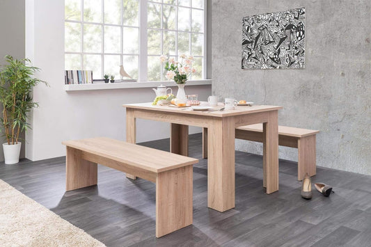 set tavolo + 2 panche da pranzo cucina giardino interno e esterno in legno moderno soggiorno 6 posti 7YK2253,2S33