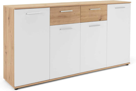 credenza moderna madia soggiorno cucina ingresso cassettiera camera salotto in legno mobile multiuso ufficio studio dispensa moderno buffet tv bianco e marrone T2253,178,0S