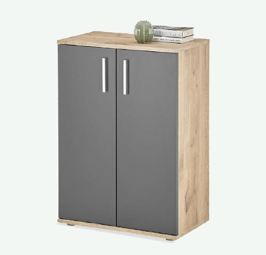 credenza moderna madia soggiorno cucina ingresso cassettiera camera salotto in legno mobile multiuso ufficio studio dispensa moderno buffet camera bagno grigio scuro e rovere artigianale T2056,57,2S