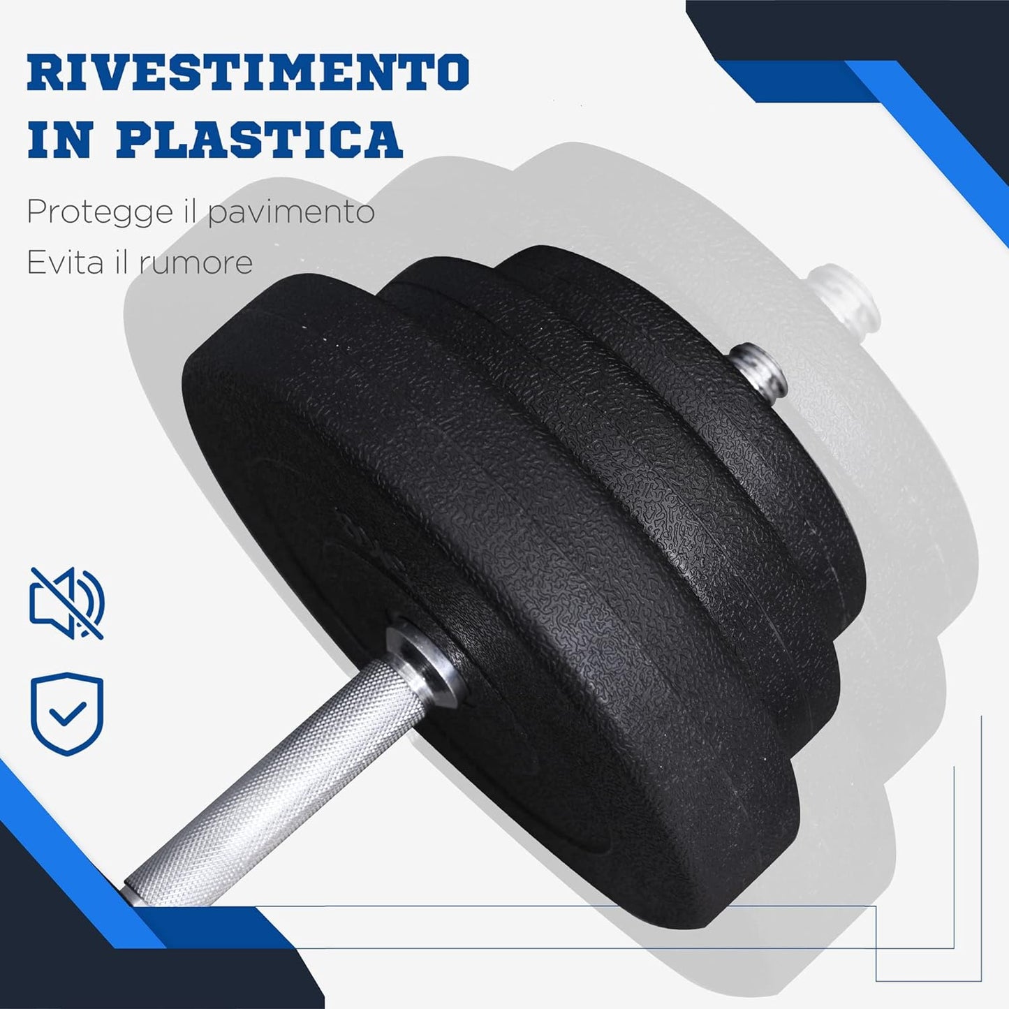 Set Manubri Palestra 40kg (4x5kg, 4x2.5kg, 4x1.5kg), Pesi Palestra con 12 Dischi da 1.5kg, 2.5kg, 5kg, Փ25mm, per Allenamento a Casa 887B1-0126D55