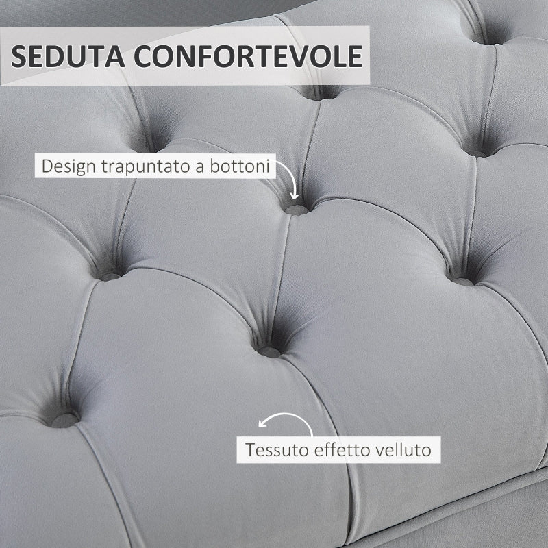 panca ingresso camera da letto elegante grande pouf negozio Imbottita Fondo letto in Tessuto Vellutato e Base in Metallo Dorato, 118x45x42cm, Grigio F831-163V01GYA