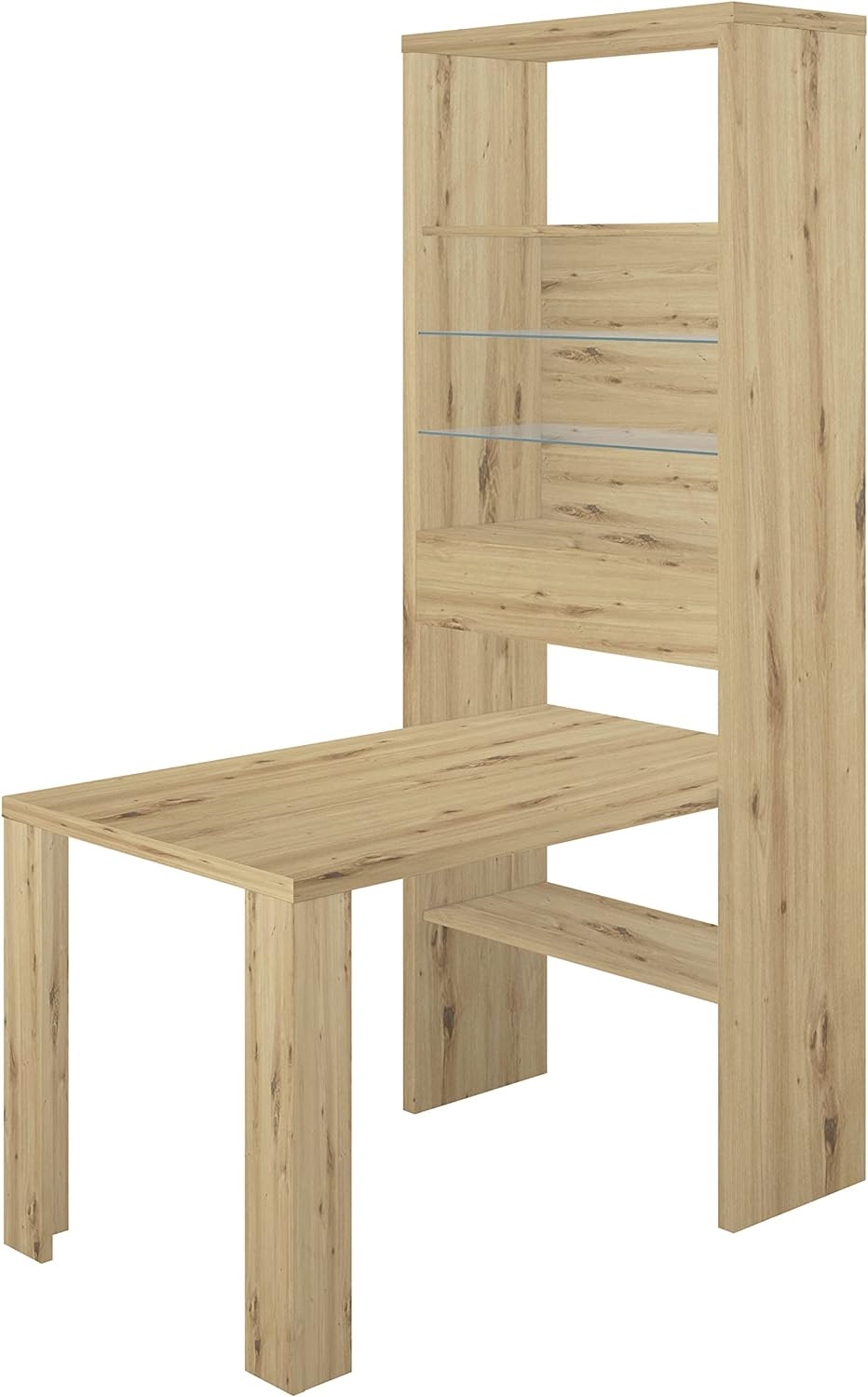 Tavolo con scrivania integrata e credenza in legno e vetro mobile salotto soggiorno ingresso cameretta marrone chiaro U992298,274,0SRD