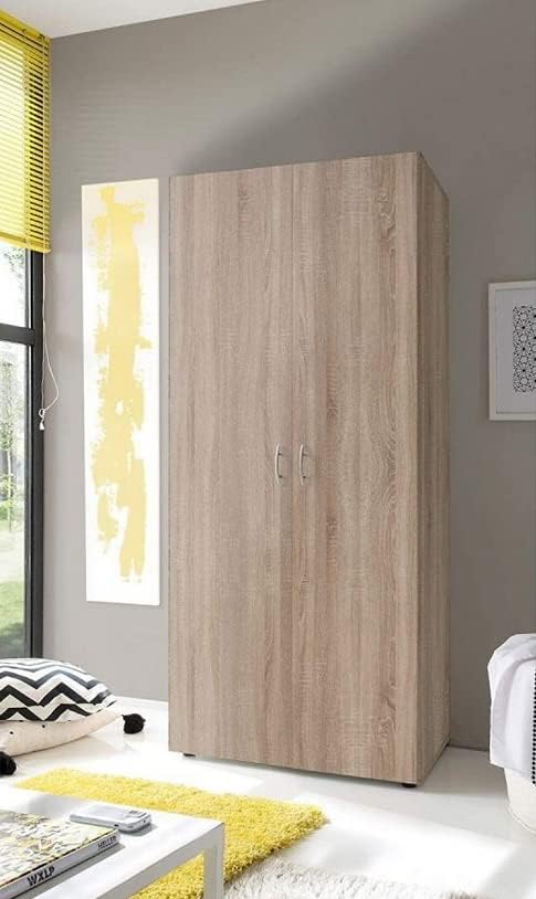 armadio moderno per camera da letto 2 ante battenti in legno marrone cameretta T2651,5,0S