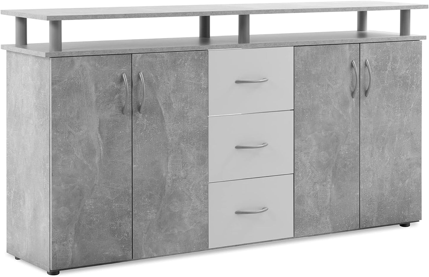 credenza moderna madia soggiorno cucina ingresso cassettiera camera salotto in legno mobile multiuso ufficio studio dispensa moderno buffet tv grigio cemento bianco T2253,66,0S