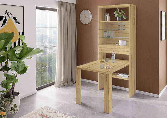 Tavolo con scrivania integrata e credenza in legno e vetro mobile salotto soggiorno ingresso cameretta marrone chiaro U992298,274,0SRD