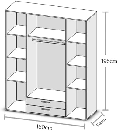 armadio moderno per camera da letto 3 4 ante scorrevoli in legno con specchio marrone T2651,205,0S