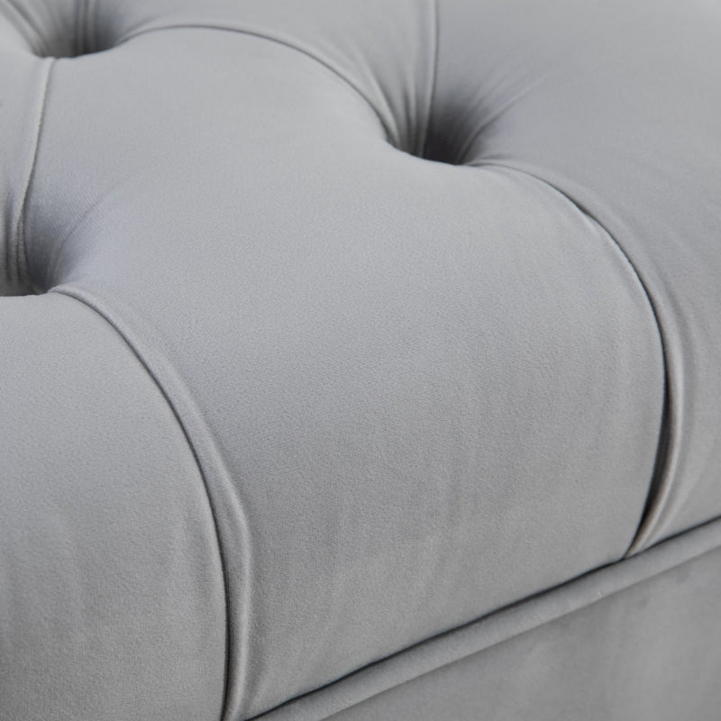 panca ingresso camera da letto elegante grande pouf negozio Imbottita Fondo letto in Tessuto Vellutato e Base in Metallo Dorato, 118x45x42cm, Grigio F831-163V01GYA