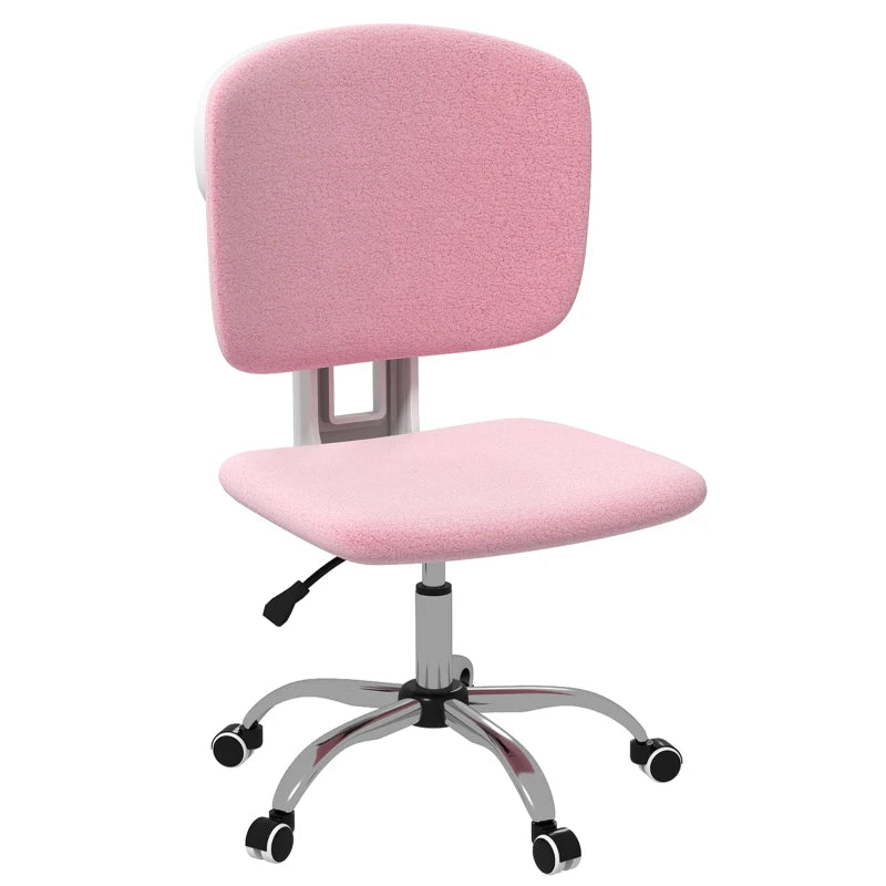 Sedia Ergonomica ad Altezza Regolabile in Tessuto Effetto Lino con Schienale Ricurvo, 48x53x80-90 cm, Rosa DR4921-689V01PKDR4