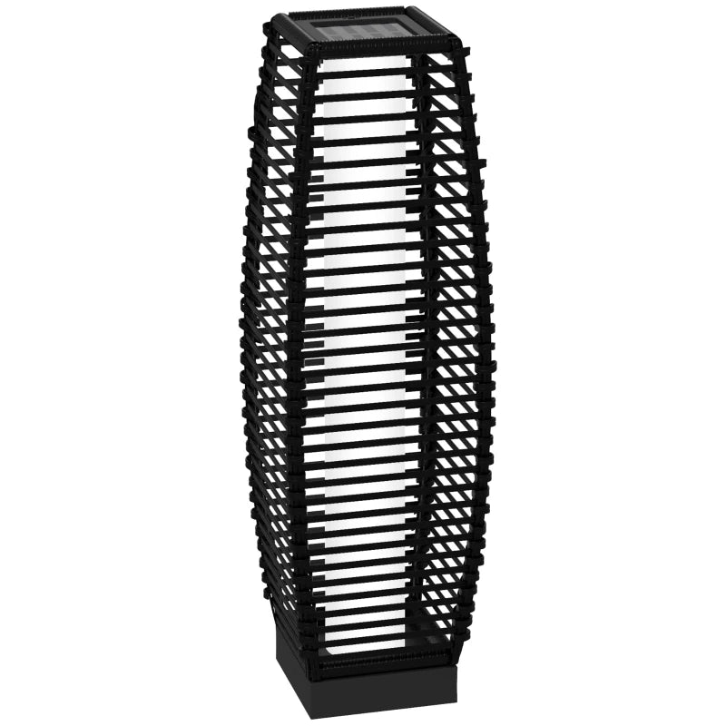 Lampada Solare da Giardino con Pannello di Ricarica, in Acciaio e Rattan, 20x20x68 cm, Nero XM6867-154V00BKXM6