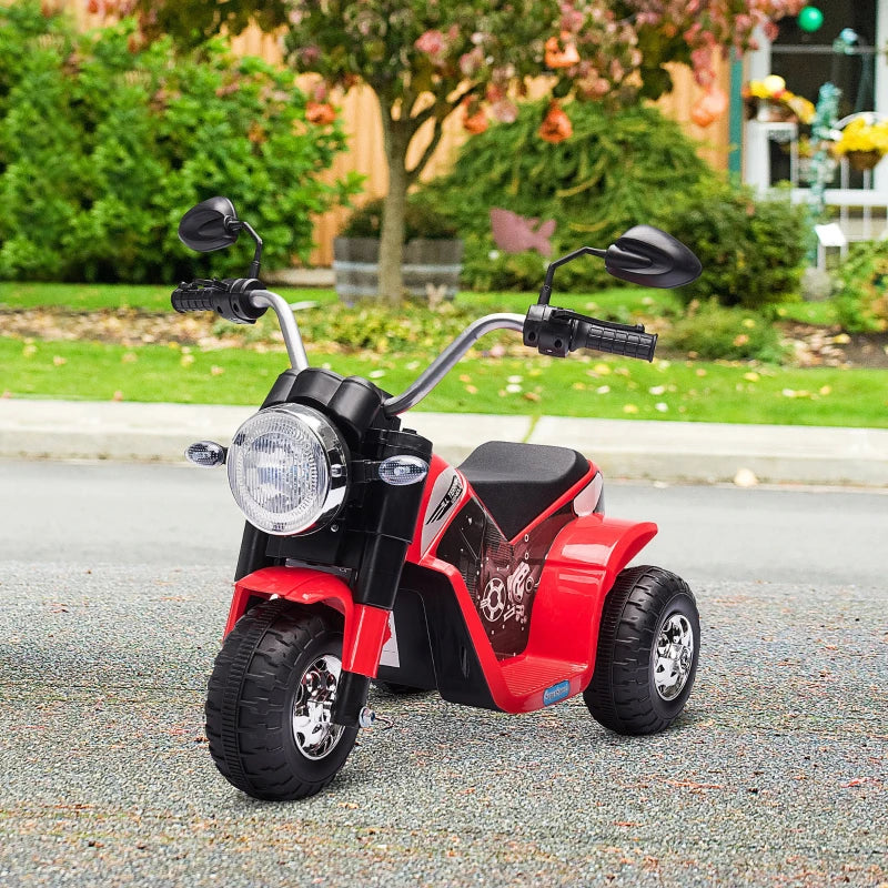 Moto Elettrica per Bambini a 3 Ruote con Luci e Suoni, Batteria Ricaricabile 6V, Velocità 2 km/h, per Bimbi da 18-36 Mesi, 72x57x56cm Rossa DP7370-188V90RDDP7