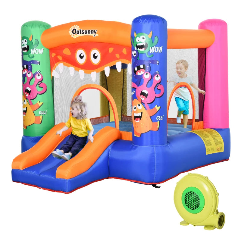 Casa Gioco Castello Gonfiabile Gigante per Bambini 3-8 anni Trampolino Rimbalzante Colorato con Scivolo e Canestro 250cmx180cmx175cm PW2342-021V90PW2