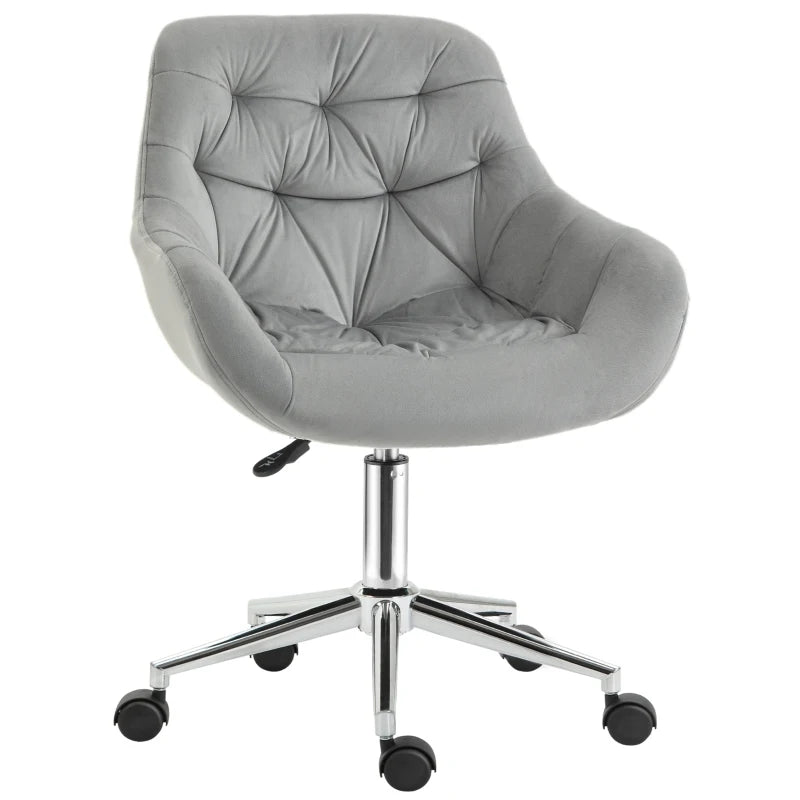 Sedia da Ufficio Ergonomica Girevole con Altezza Regolabile e Ruote, Rivestimento in Velluto, 59x58x80-90cm, Grigio LM3921-480GYLM3