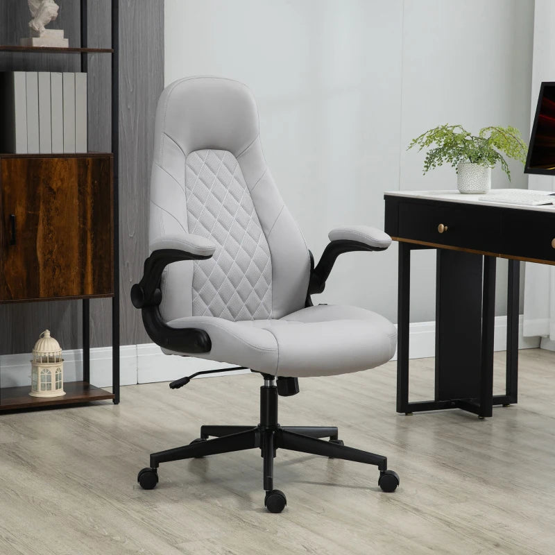 Sedia da Ufficio Ergonomica con Braccioli Ribaltabili e Altezza Regolabile, 67x70x112-122 cm, Grigio 1 valutazioni globali PI7921-564PI7