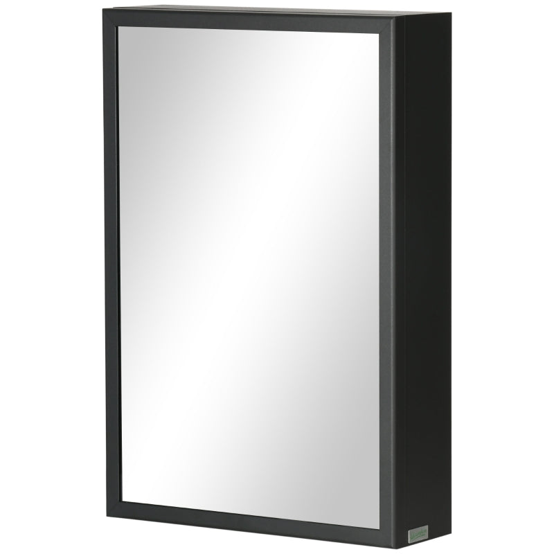 Specchiera Bagno in Acciaio con Armadietto a 3 Ripiani e Chiusura Ammortizzata, 40x12x60 cm, Nero YH9834-532V00BKYH9