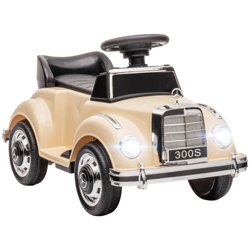 Macchina Elettrica per Bambini 18-48 Mesi Licenza Mercedes-Benz con Musica, Beige QW8370-292V90BGQW8