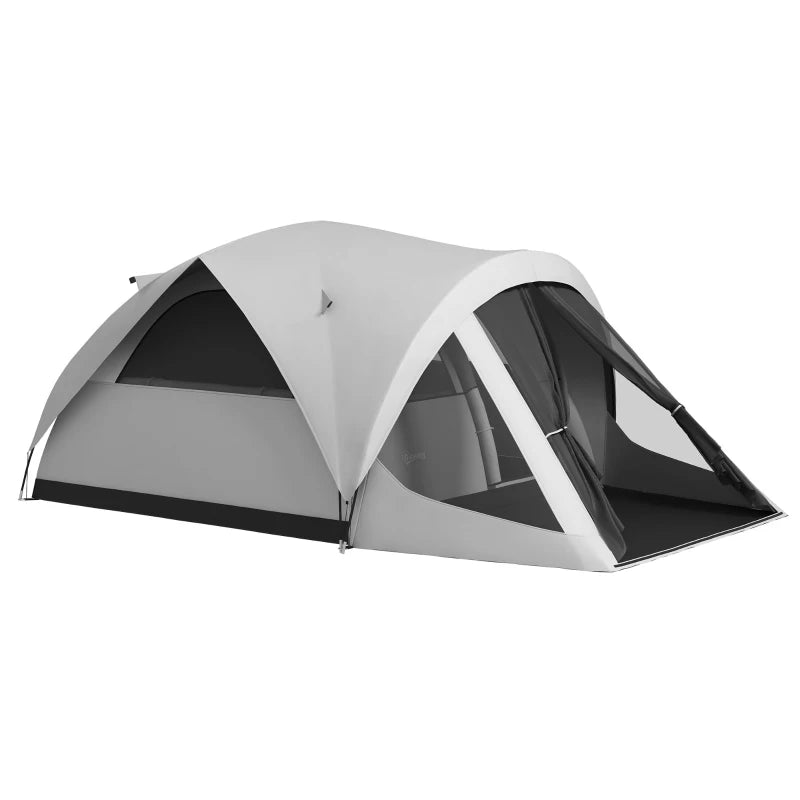 Tenda da Campeggio 4 Posti Impermeabile con Zona Notte e Zona Giorno, in Poliestere, 430x300x190 cm, Grigio EA1A20-397V00GYEA1