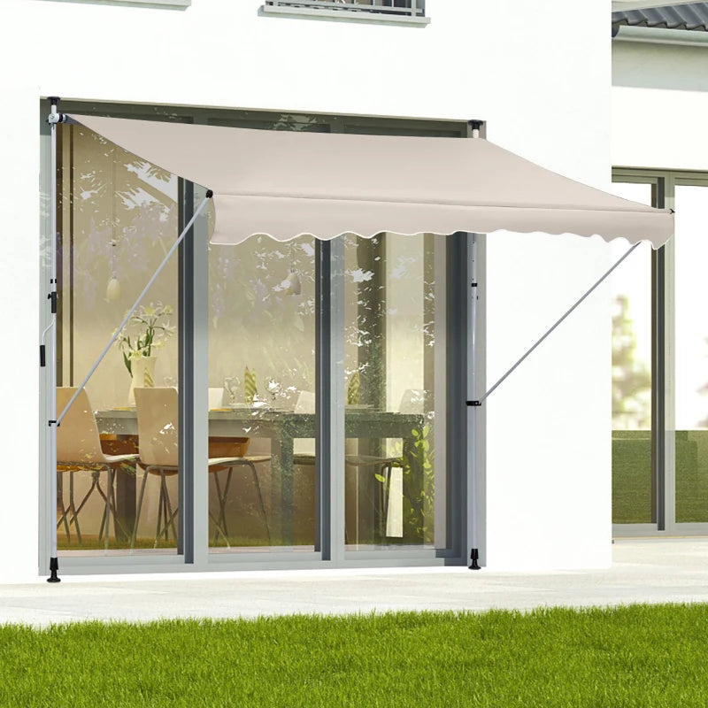 Tenda da Sole a Bracci 4x1.2m con Manovella e Struttura Telescopica, Cachi HY9840-183V01HY