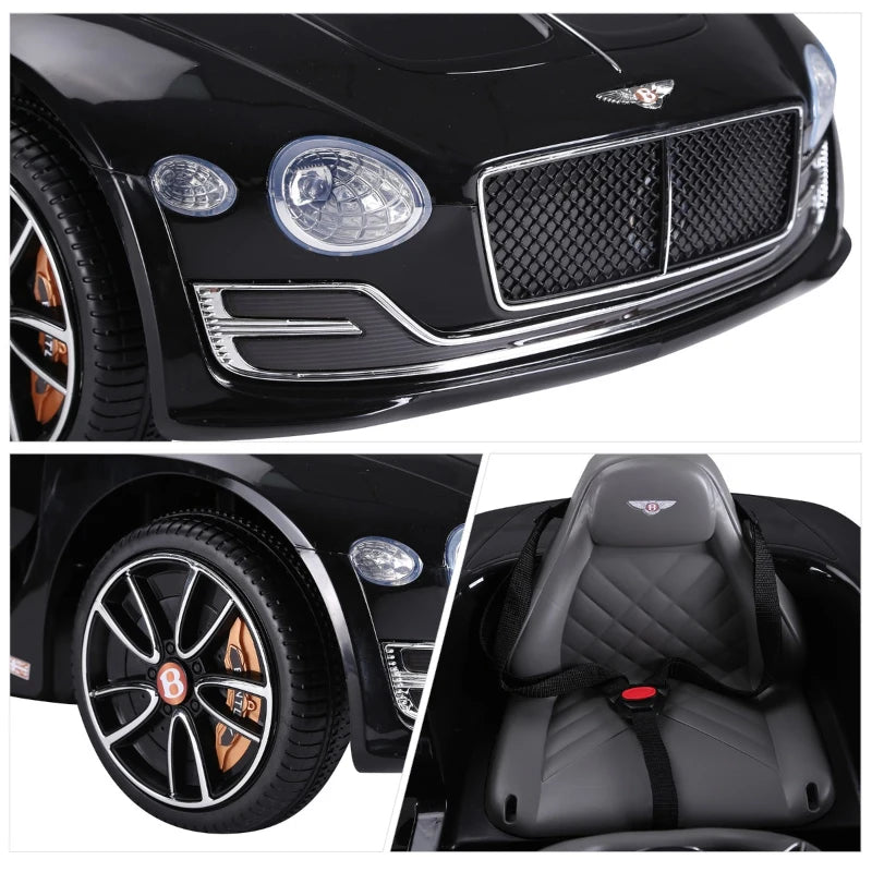 Macchina Elettrica per Bambini Bentley con 2 Portiere Guida Manuale e Telecomando, Fari e Suoni, 108x60x43cm, Nero SE7370-045BKSE7