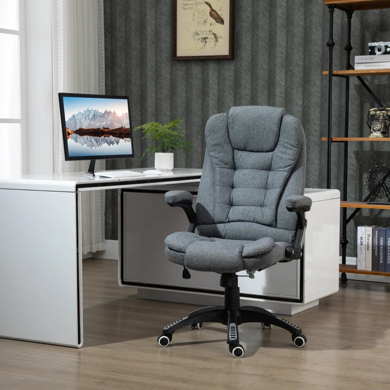 Sedia da Ufficio Ergonomica e Reclinabile ad Altezza Regolabile, 65.5x69.5x112-122 cm, Grigio Chiaro KJ6921-565V70LGKJ6