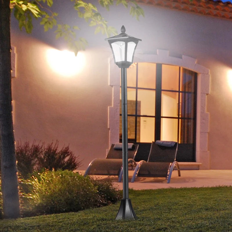 Lampione LED da Esterno ad Energia Solare Lampada da Giardino Lampada da Terra Impermeabile IP44 18×18×160cm Nero XN4842-108XN4