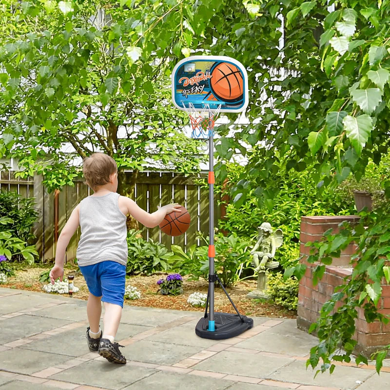 Set Canestro per Bambini Regolabile in Altezza con Palla da Basket Base e Pompa Gonfiaggio Inclusi DF6341-039DF6