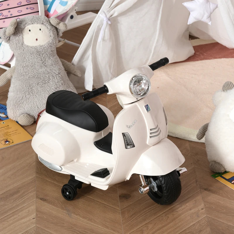 Moto Elettrica per Bambini con Licenza Ufficiale Vespa Batteria 6V, Fari e Clacson, per Bimbi da 18-36 mesi, Bianco, 66.5x38x52cm BV9370-138WTBV9