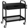 Carrello da Cucina con Cesto, Cassetto Estraibile e 3 Ganci, in PP e Metallo, 61x32.6x58.5 cm, Nero MJ6850-276V00BKMJ6