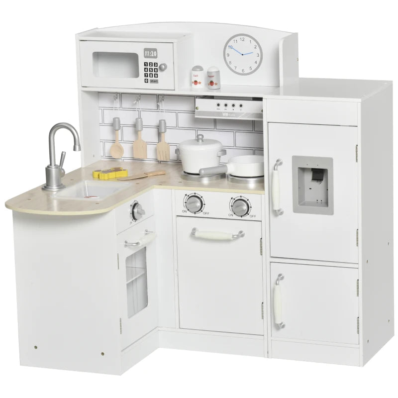 Cucina Giocattolo per Bambini da 3 Anni in Su in Legno, Bianco HN6350-079WTHN6