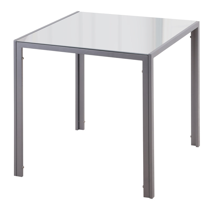 Tavolo Moderno Quadrato per Cucina e Soggiorno, Struttura in Metallo e Piano in Vetro Temperato, 75x75x75cm, Grigio MJ6835-480MJ6