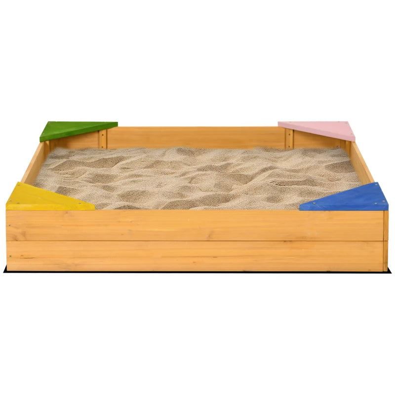 Sabbiera per Bambini da 4 Posti in Legno di Abete con Design senza Fondo, 109x109x19.8 cm QW4343-058V00NDQW4