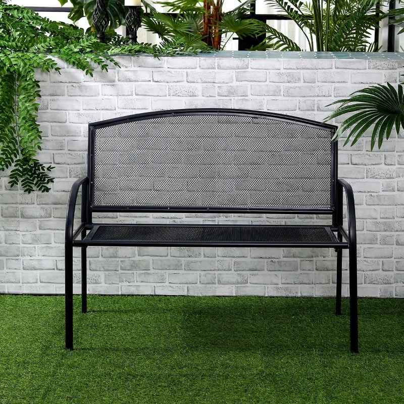 Baule da Giardino in Rattan e Acciaio con Coperchio, 95x60x53cm, Nero 865-011V00BK