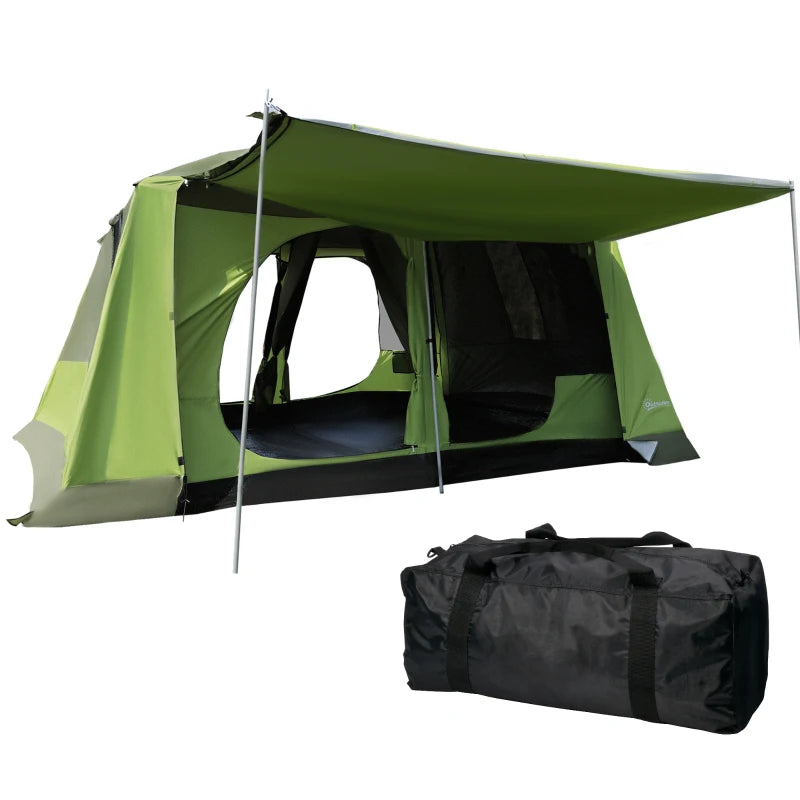 Tenda da Campeggio con Veranda, Tenda Famigliare per 8 Persone, in Poliestere, 405x305x225cm WR3A20-052WR3