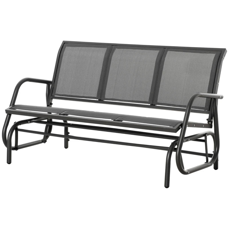 Panchina a Dondolo da Giardino a 3 Posti in Metallo e Tessuto a Rete Traspirante, 147x75x85cm, Grigio 84B-531GY