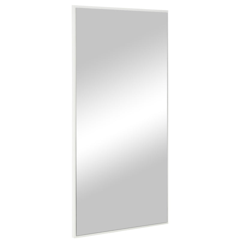 Specchio da Bagno Rettangolare in Truciolato e Vetro con Design a Parete, 104x60 cm, Bianco e Argento YH6834-499V00WTYH6