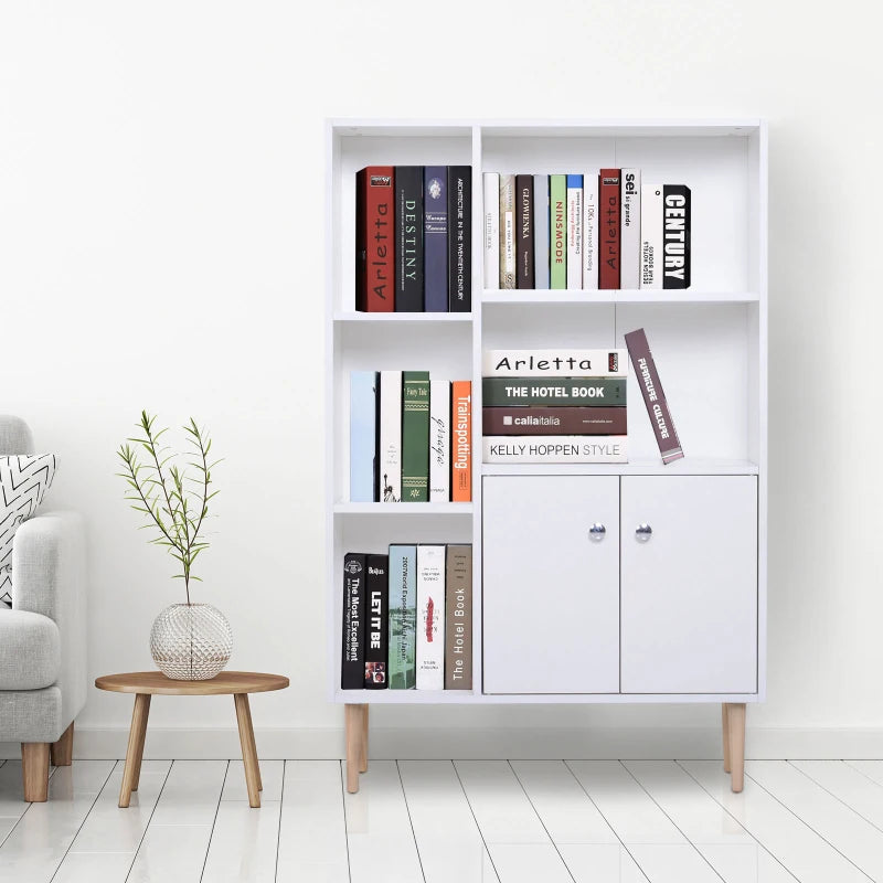 Mobiletto Libreria con Piedini in Legno di Pino Bianco 80x23.5x123cm AS9836-114WTAS9