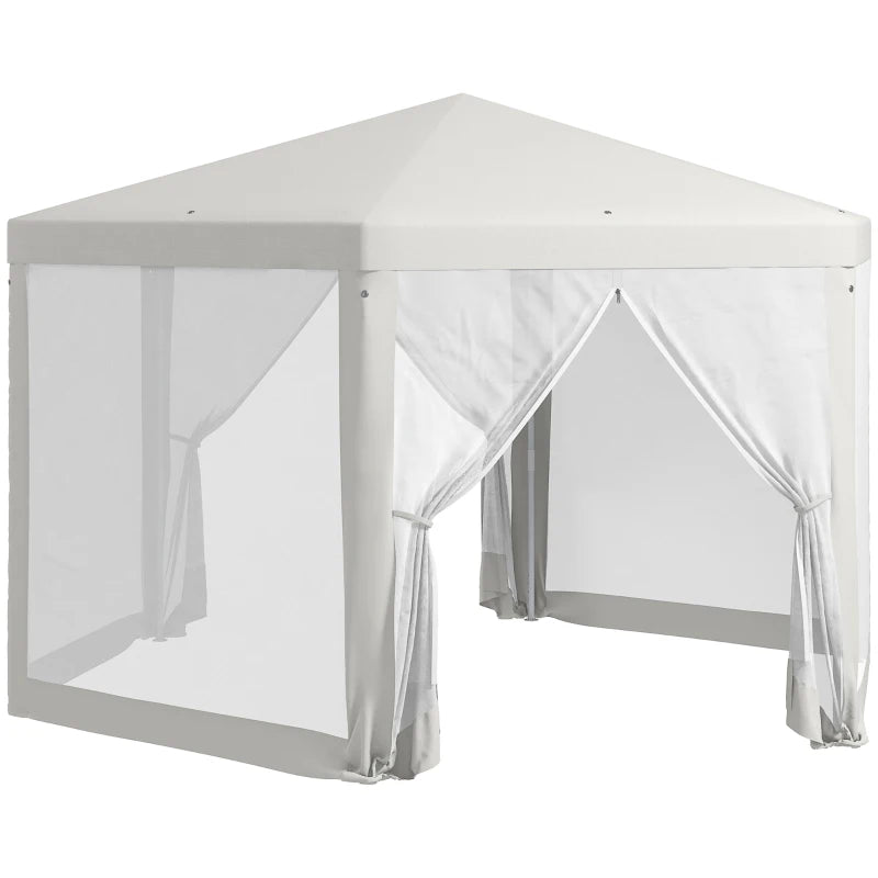 Gazebo da Giardino Esagonale con Doppio Ingresso, in Metallo e Poliestere, 3.94x3.94x2.5 m, Crema 84C-044V02CW