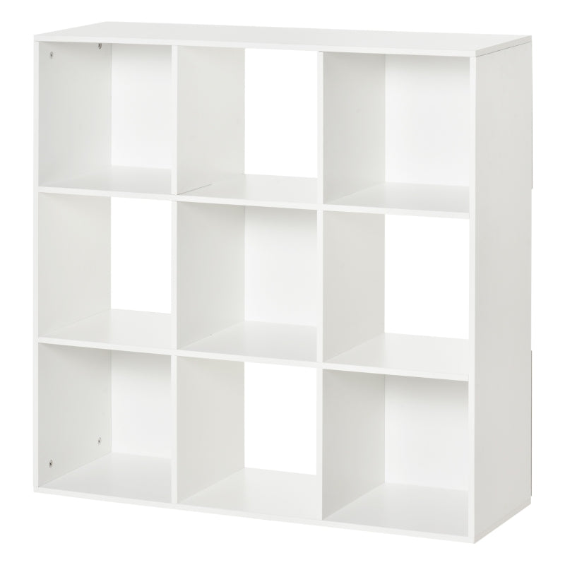 Libreria Bianca per Casa e Ufficio, Scaffale dal Design Moderno con 9 Scomparti in Legno, 91.5 x 29.5 x 91.5 cm VB3833-422WTVB3