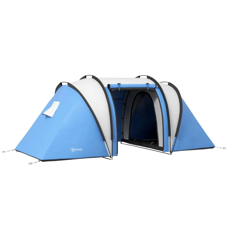 Tenda da Campeggio 2 Posti Impermeabile con 2 Stanze Borsa di Trasporto, 220x450x180 cm, Blu EH7A20-387V00BUEH7