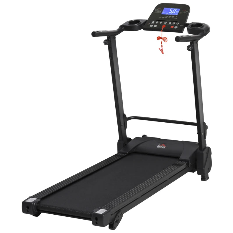 Tapis Roulant Elettrico Pieghevole Salvaspazio, Velocità 14km/h, Monitor LCD 5 Programmi e Presa USB, per Casa e Ufficio, Motore 750W, Nero YT2A90-225YT2