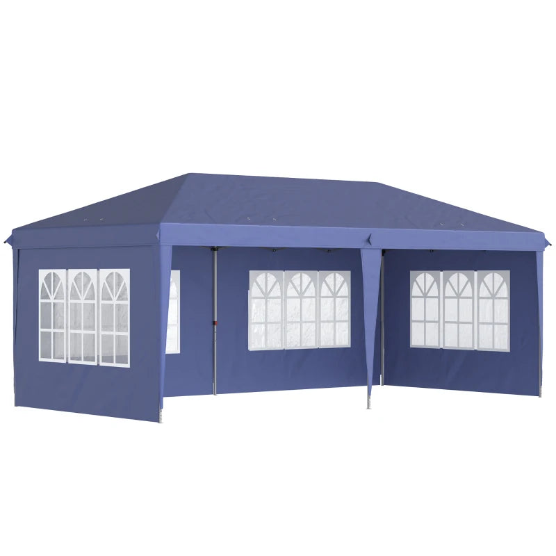 Gazebo da Giardino 6x3 m Regolabile in Altezza con Pareti Removibili, in Acciaio e Poliestere, Blu 84C-431V00BU