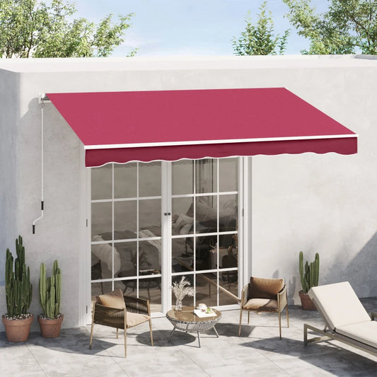 Tenda da Sole per Esterno Avvolgibile a Manovella in Metallo e Alluminio, 4x2.5m, Rosso Scuro UJ9840-151WRUJ9