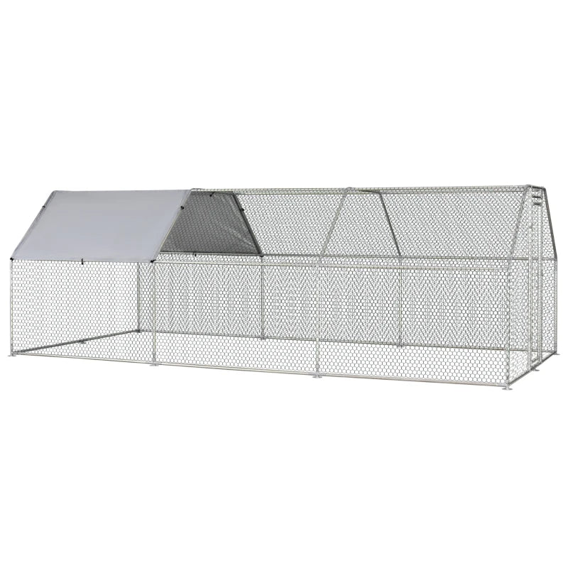 Recinto Gabbia per Galline in Metallo Galvanizzato Impermeabile, Pollaio con Porta e Copertura Oxford, 280x570x195cm HJ6D51-117HJ6