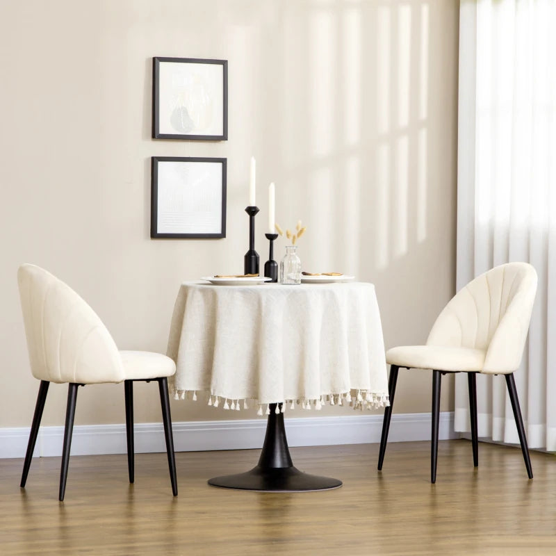 Set 2 Sedie da Salotto e Sala da Pranzo Imbottite, in Metallo e Tessuto Effetto Velluto Beige, 52x54x79 cm AS5835-253V00CWAS5