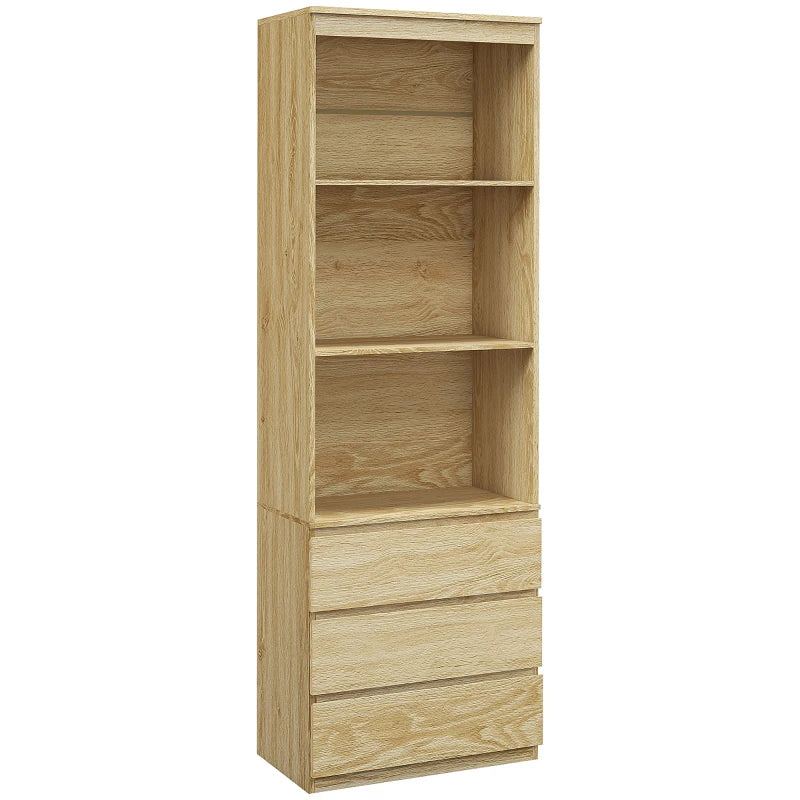 Mobile Libreria in Legno con 3 Ripiani e 3 Cassetti, 60x35x180 cm, color Rovere GF6836-564V00AKGF6