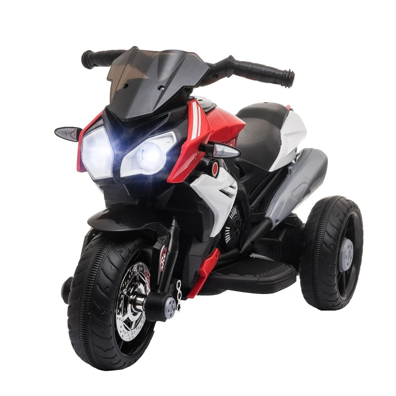 Moto Elettrica per Bambini 3-5 Anni Max. 25kg con Luci, Musica, Batteria 6V e Velocità 3km/h, 86cmx42cmx52cm Rossa HJ8370-103V90RDHJ8