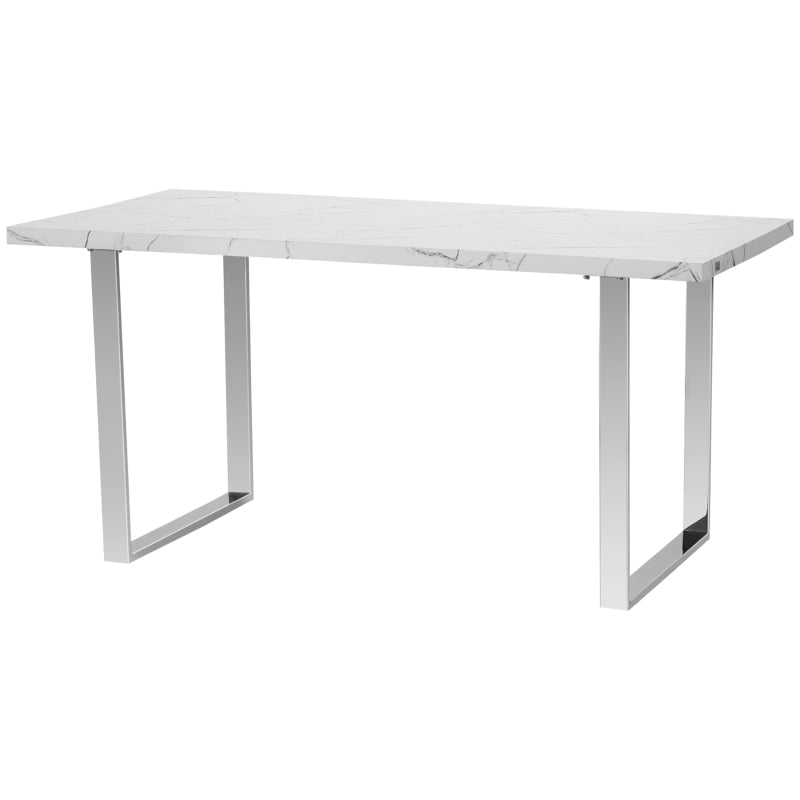 Tavolo da Pranzo Rettangolare per 6-8 Persone Effetto Marmo, 160x90x75cm, Bianco WT5835-842V00WTWT5