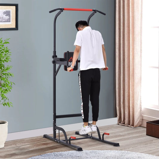 Barra per Trazioni Power Tower Stazione Fitness Multifunzione Regolabile 189-239cm in Acciaio Nero Rosso BH6A91-106BH6