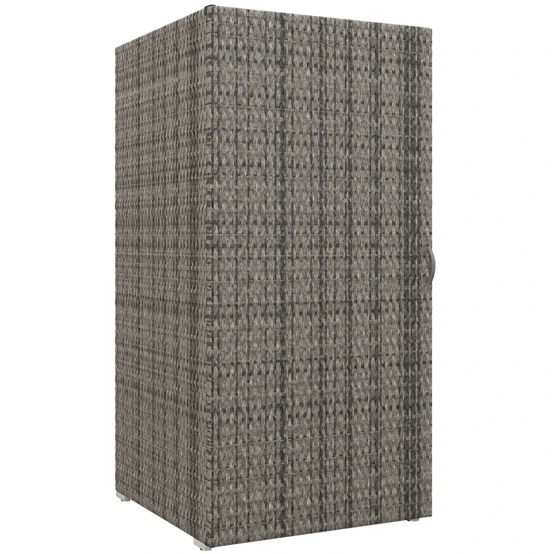 Armadio da Giardino in Rattan PE con 2 Vani, 60x63x120cm, Grigio JK3865-017V00GYJK3