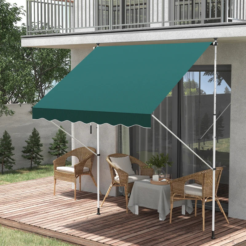 Tenda da Sole da Esterno 2x1.5m a Rullo con Manovella, Altezza e Angolazione Regolabile, Verde QW6840-182GNQW6