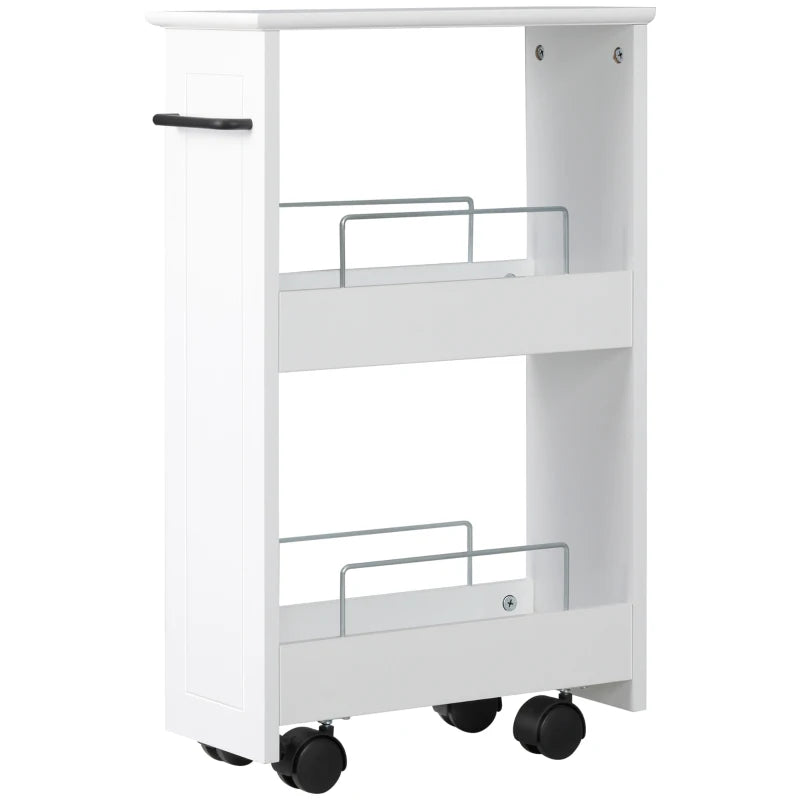 Carrello Salvaspazio Multiuso in Legno MDF e Ruote, 42.5x20.3x66.7cm, Bianco TY9838-280V00WTTY9